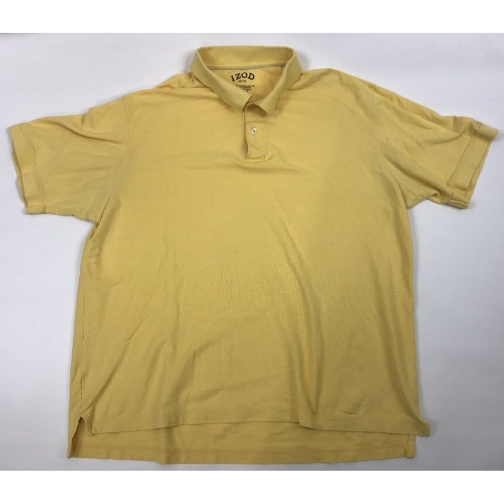 Izod Yellow Short‎ Sleeve Knit polo Mens Size XL 100% Cotton